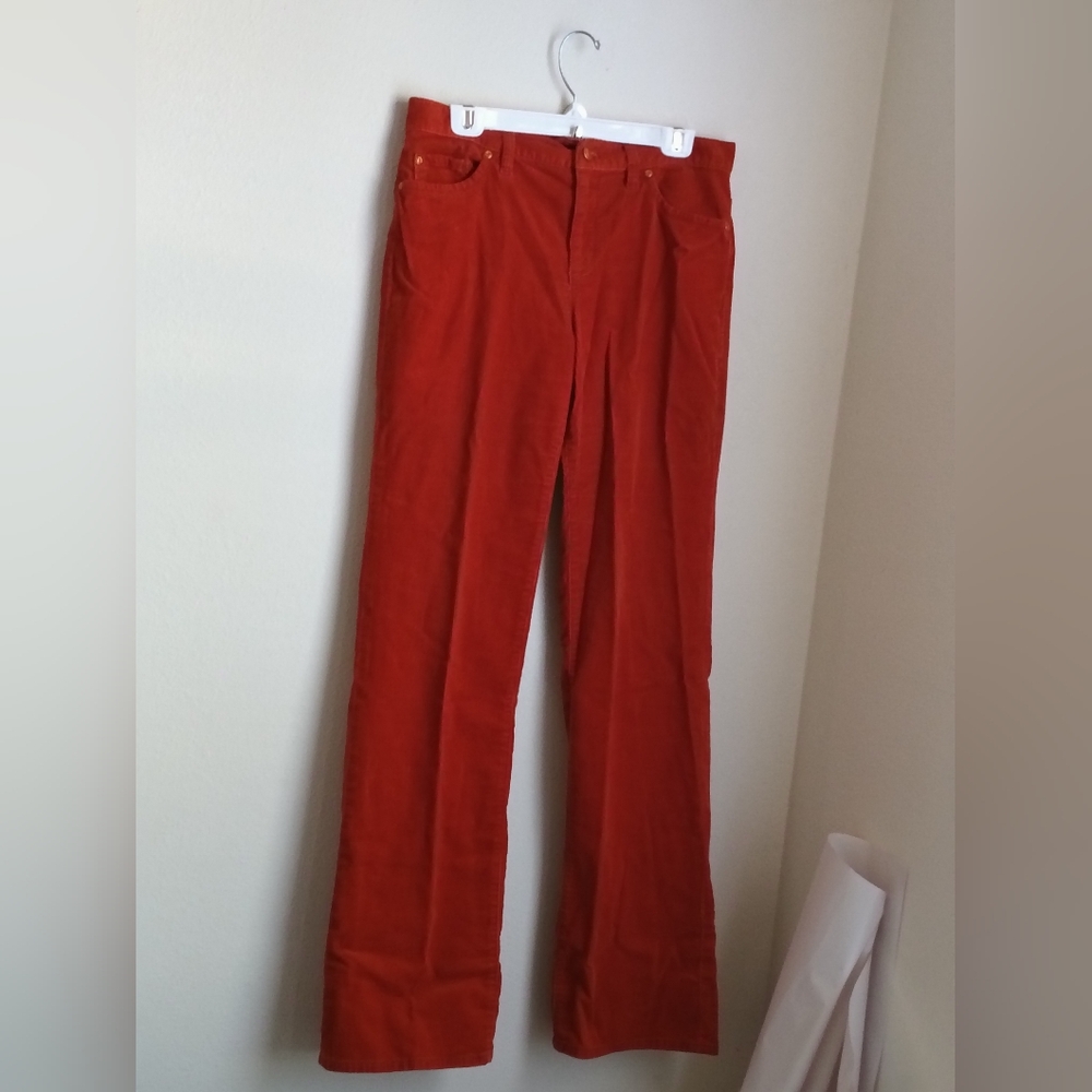 Talbots Jeans Women 8L Orange Straight Leg Academia Versatile Preppy Corduroy